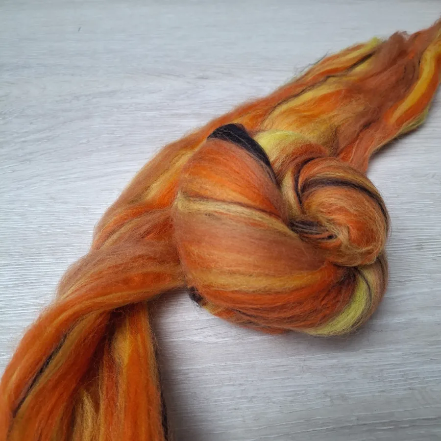Spinnwolle Mini Batts Halloween Kürbis orange Yuniku