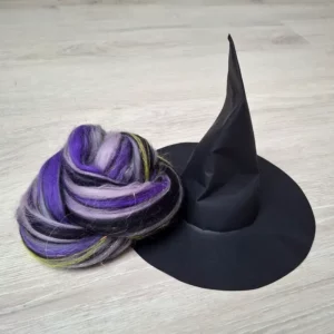 Spinnwolle Halloween Hexe lila grün witch Yuniku
