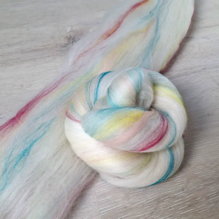 Spinnwolle Mini Batt Bluefaced Leicester BFL Einhorn pastell Set Yuniku