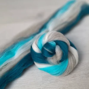 Spinnwolle set Mini Batt petrol natur deutsche Merinowolle